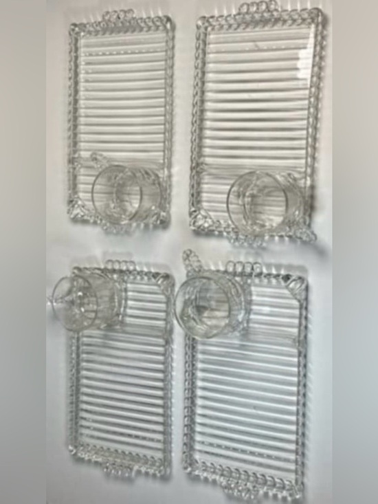 Other - Vintage Hazel Atlas Orchard Crystal Snack, Sip and Smoke platters cups